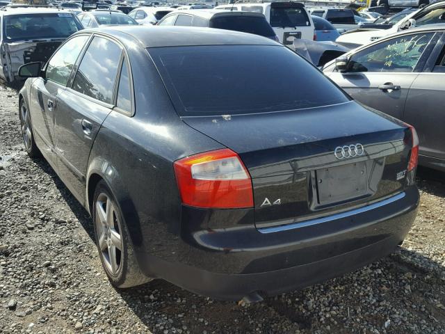 WAULC68E62A057627 - 2002 AUDI A4 1.8T QU BLACK photo 3