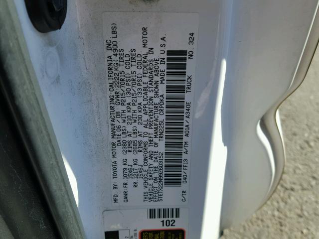 5TETX22N99Z603152 - 2009 TOYOTA TACOMA ACC WHITE photo 10