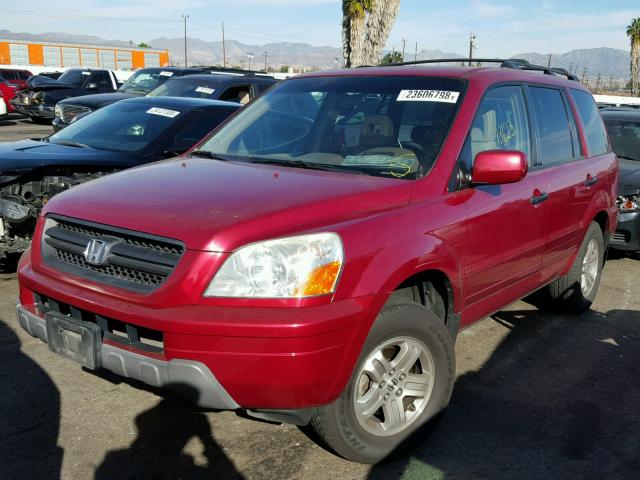 2HKYF18565H562888 - 2005 HONDA PILOT EXL BURGUNDY photo 2