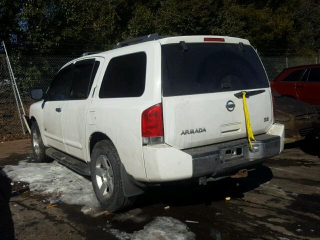 5N1AA08B55N729396 - 2005 NISSAN ARMADA SE WHITE photo 3