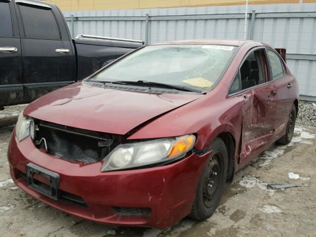 2HGFA16259H004562 - 2009 HONDA CIVIC DX RED photo 2