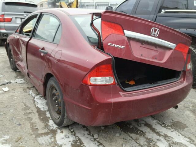 2HGFA16259H004562 - 2009 HONDA CIVIC DX RED photo 3