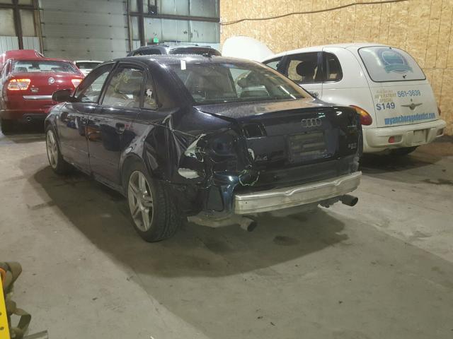 WAUDF78E68A076625 - 2008 AUDI A4 2.0T QU BLUE photo 3