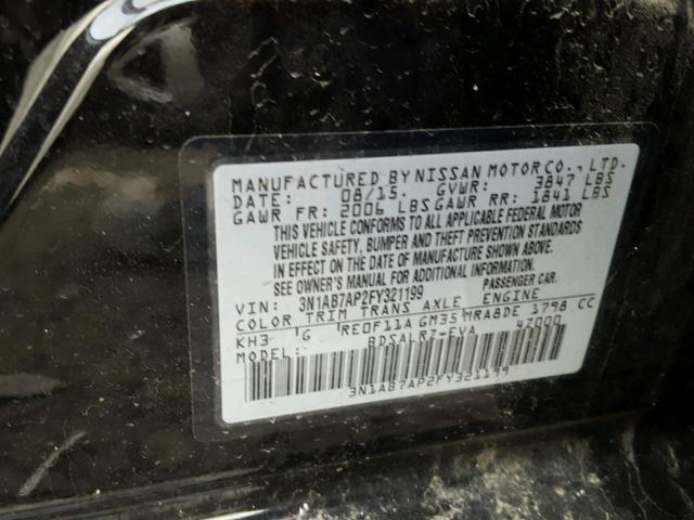 3N1AB7AP2FY321199 - 2015 NISSAN SENTRA S BLACK photo 10