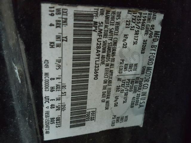 5LMFU28A9YLJ33690 - 2000 LINCOLN NAVIGATOR შავი ფოტო 10