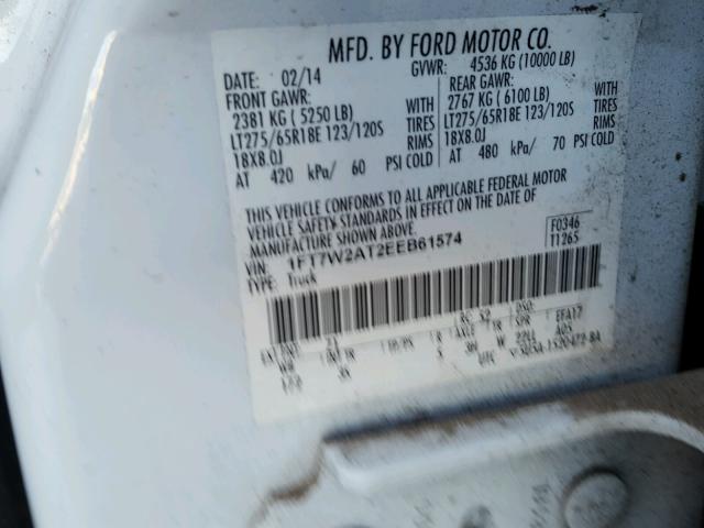 1FT7W2AT2EEB61574 - 2014 FORD F250 SUPER WHITE photo 10