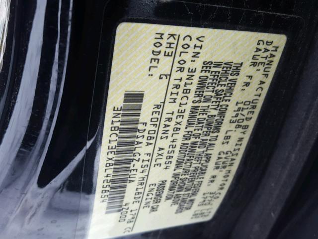 3N1BC13EX8L425854 - 2008 NISSAN VERSA S BLACK photo 10