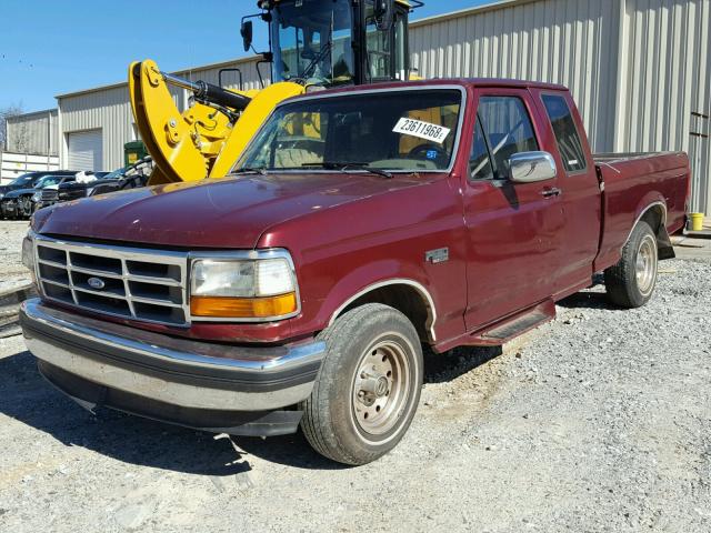 1FTEX15H3SKA28288 - 1995 FORD F150 MAROON photo 2