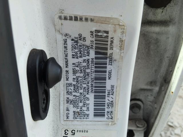 1NXBR32E77Z771384 - 2007 TOYOTA COROLLA WHITE photo 10