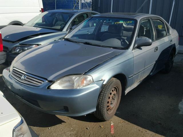 2HGEJ6670XH582960 - 1999 HONDA CIVIC LX BLUE photo 2