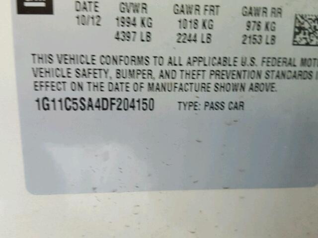 1G11C5SA4DF204150 - 2013 CHEVROLET MALIBU 1LT 银色 照片 10