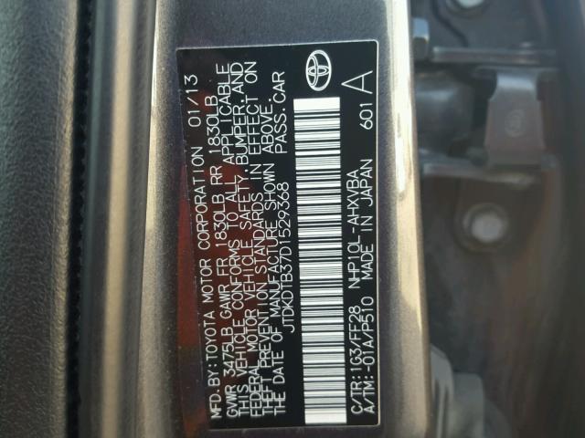 JTDKDTB37D1529368 - 2013 TOYOTA PRIUS C GRAY photo 10