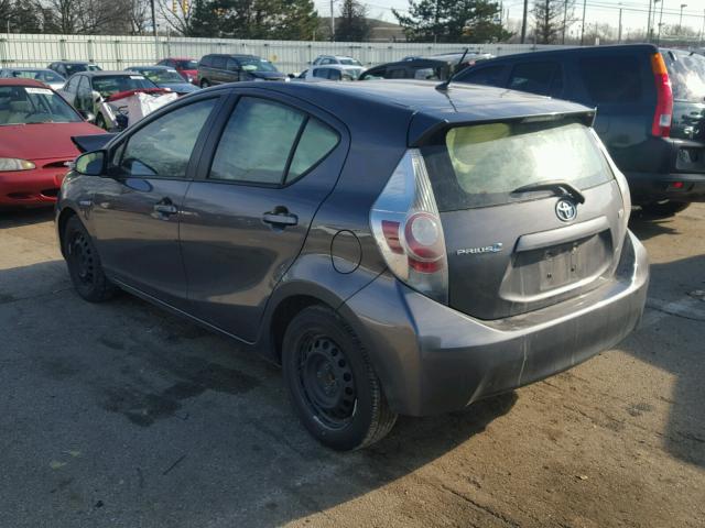 JTDKDTB37D1529368 - 2013 TOYOTA PRIUS C GRAY photo 3