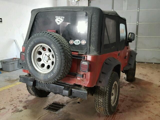 1J4FY29PXVP410733 - 1997 JEEP WRANGLER / RED photo 4