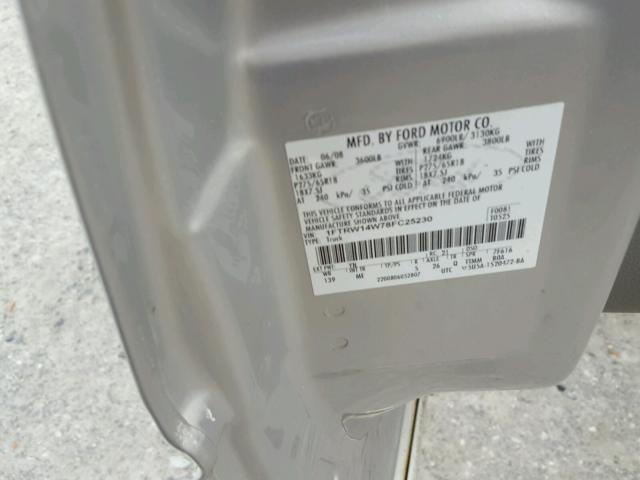 1FTRW14W78FC25230 - 2008 FORD F150 SUPER SILVER photo 10