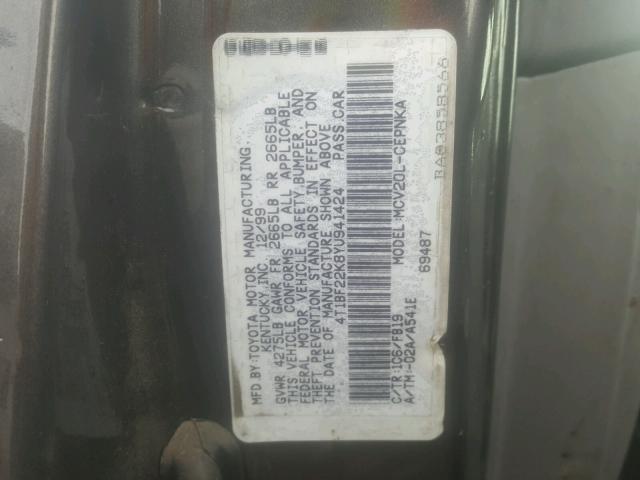 4T1BF22K8YU941424 - 2000 TOYOTA CAMRY LE GRAY photo 10