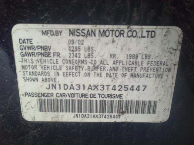 JN1DA31AX3T425447 - 2003 NISSAN MAXIMA GLE BLUE photo 10