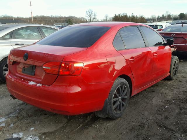 3VW2K7AJ2CM379178 - 2012 VOLKSWAGEN JETTA BASE 红色 照片 4