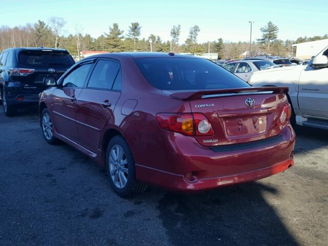 1NXBU40E09Z067330 - 2009 TOYOTA COROLLA BA RED photo 3