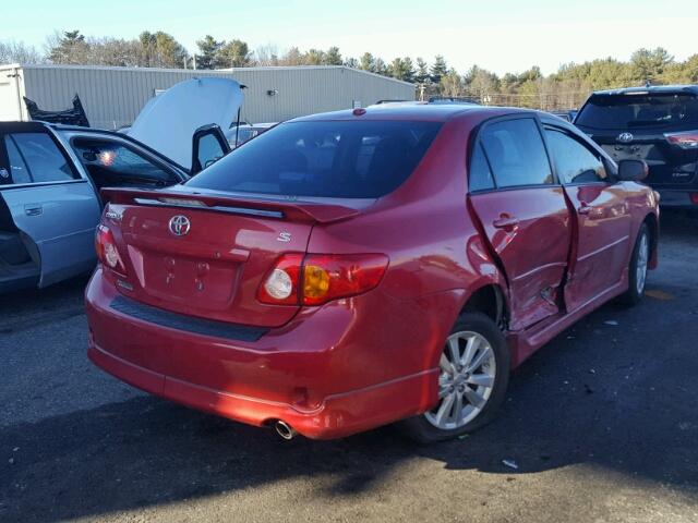 1NXBU40E09Z067330 - 2009 TOYOTA COROLLA BA RED photo 4