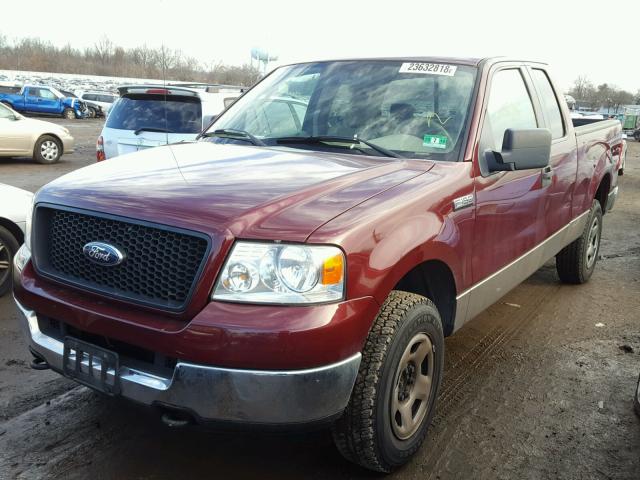 1FTRX14W05FA84087 - 2005 FORD F150 MAROON photo 2