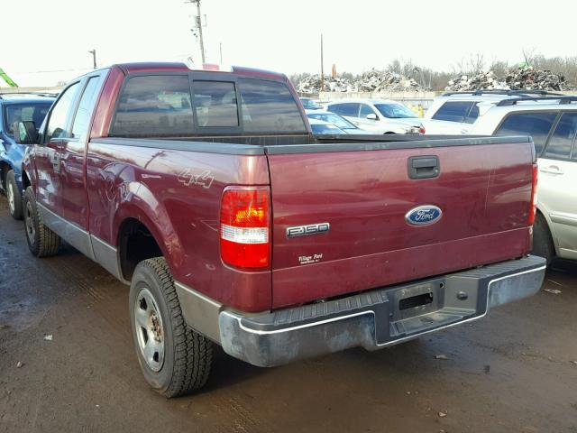 1FTRX14W05FA84087 - 2005 FORD F150 MAROON photo 3