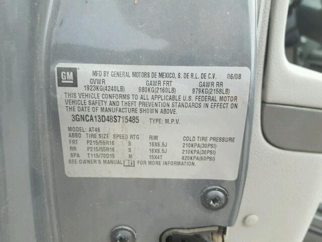 3GNCA13D48S715485 - 2008 CHEVROLET HHR LS 灰色 照片 10