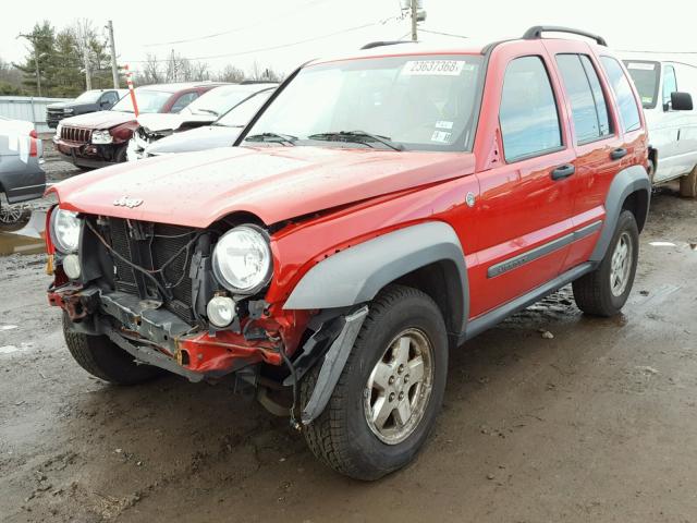 1J4GL48K85W596993 - 2005 JEEP LIBERTY SP RED photo 2