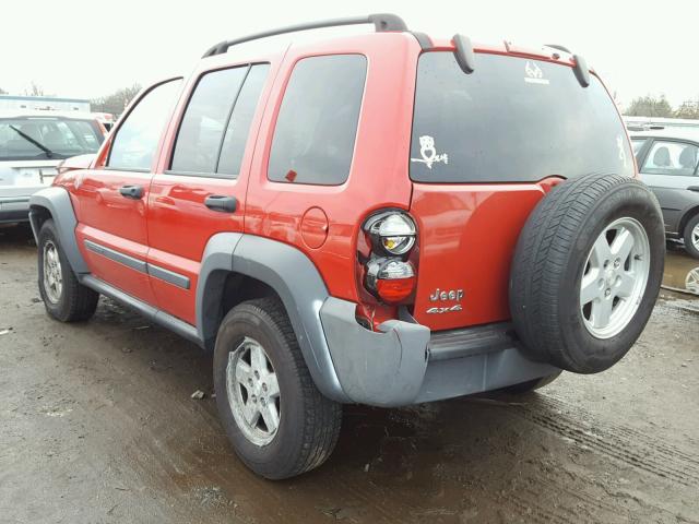 1J4GL48K85W596993 - 2005 JEEP LIBERTY SP RED photo 3