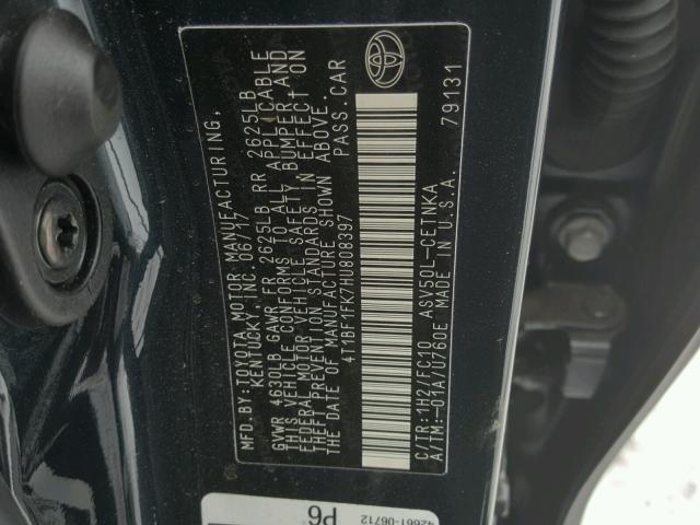 4T1BF1FK7HU808397 - 2017 TOYOTA CAMRY LE შავი ფოტო 10