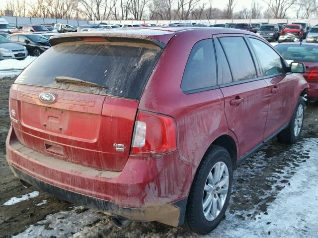 2FMDK4JC8DBA09119 - 2013 FORD EDGE SEL RED photo 4