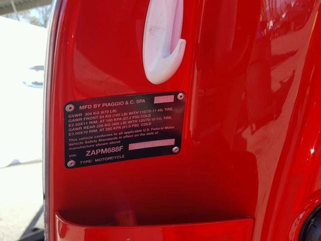 ZAPM688FXD5401053 - 2013 VESPA LX 150IE RED photo 10