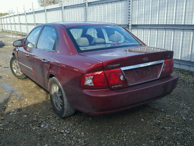 KNAGD126455431507 - 2005 KIA OPTIMA LX RED photo 3