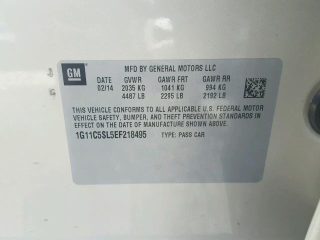 1G11C5SL5EF218495 - 2014 CHEVROLET MALIBU 1LT 金色 照片 10