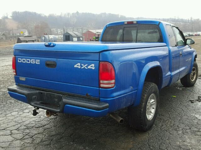 1B7GG22N1YS524594 - 2000 DODGE DAKOTA BLUE photo 4