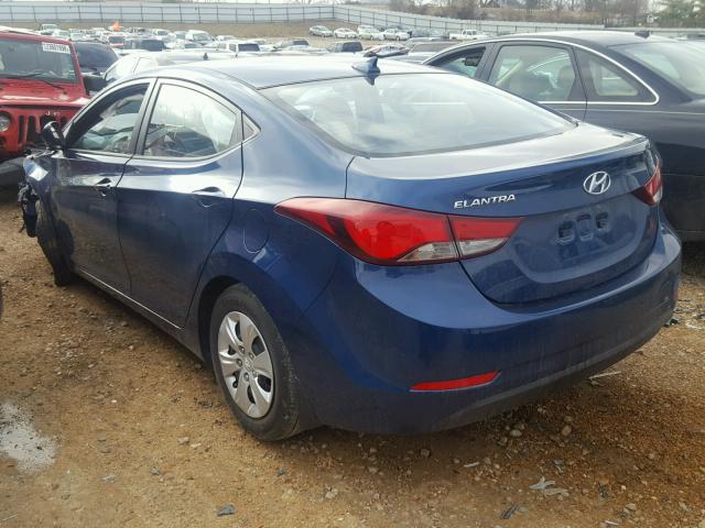 KMHDH4AE3GU652573 - 2016 HYUNDAI ELANTRA SE BLUE photo 3