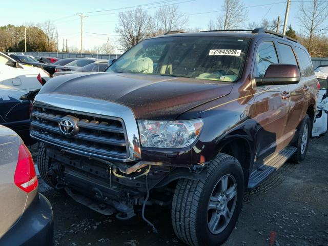 5TDBM5G12CS001564 - 2012 TOYOTA SEQUOIA SR MAROON photo 2