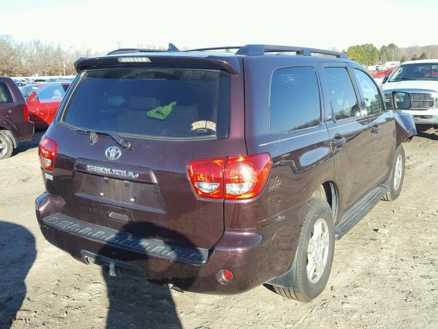 5TDBM5G12CS001564 - 2012 TOYOTA SEQUOIA SR MAROON photo 4