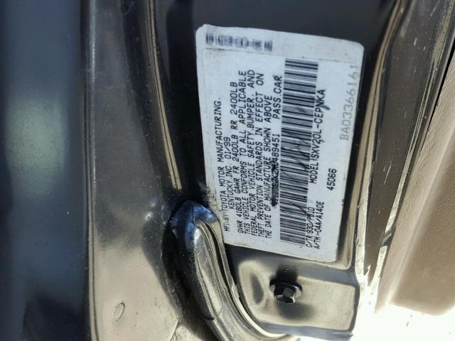 4T1BG22K6XU446604 - 1999 TOYOTA CAMRY CE BLACK photo 10