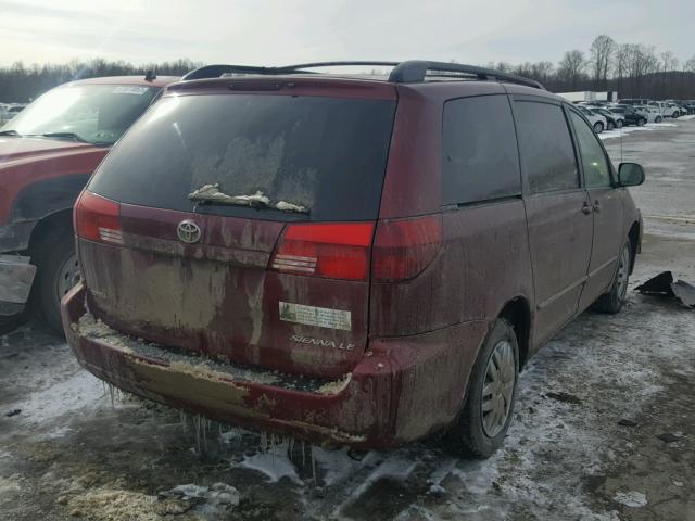 5TDZA23C75S308261 - 2005 TOYOTA SIENNA CE MAROON photo 4