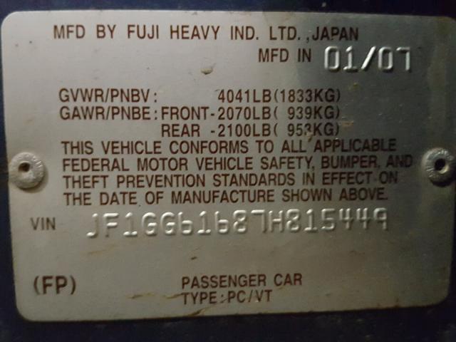 JF1GG61687H815449 - 2007 SUBARU IMPREZA 2. BLUE photo 10