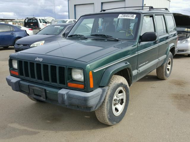 1J4FF48S3YL195263 - 2000 JEEP CHEROKEE S GREEN photo 2