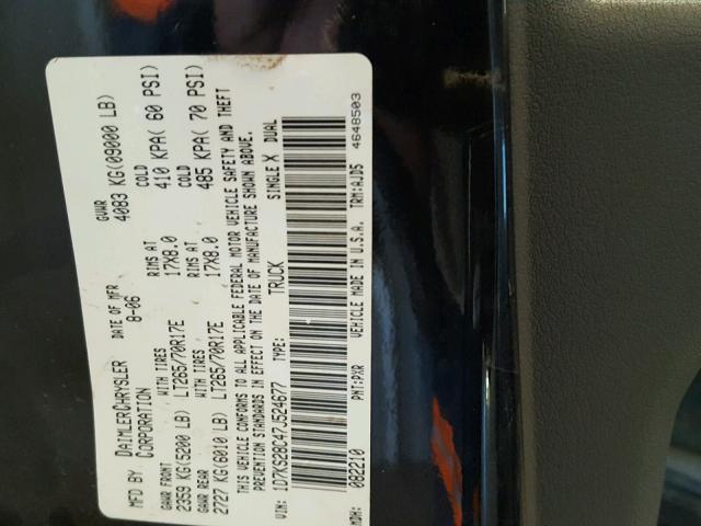 1D7KS28C47J524677 - 2007 DODGE RAM 2500 S BLACK photo 10