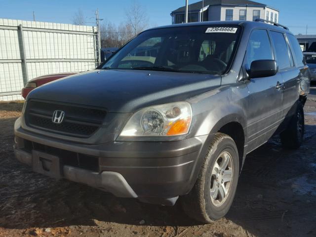 2HKYF18544H609866 - 2004 HONDA PILOT EXL GRAY photo 2