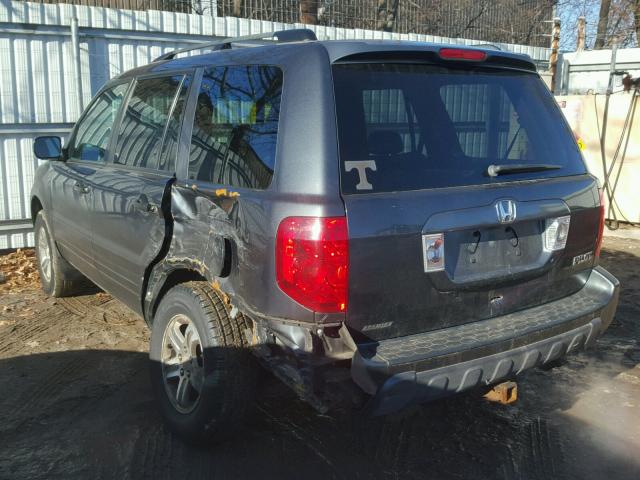 2HKYF18544H609866 - 2004 HONDA PILOT EXL GRAY photo 3