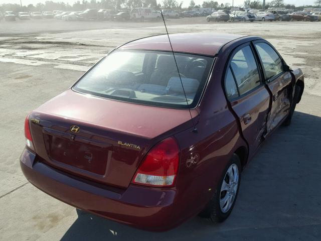 KMHDN45D13U581815 - 2003 HYUNDAI ELANTRA GL RED photo 4