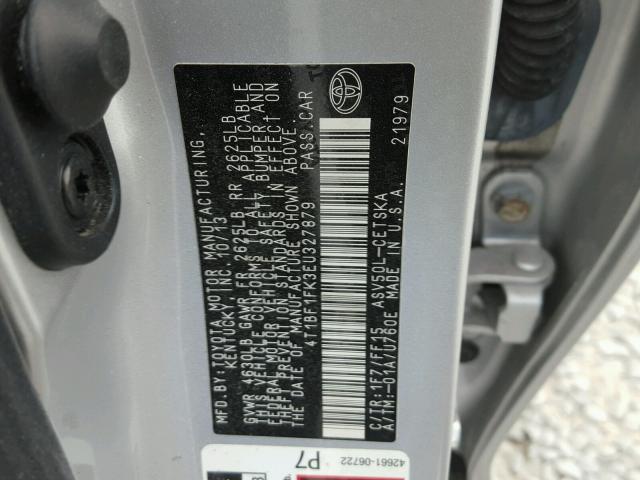 4T1BF1FK3EU327879 - 2014 TOYOTA CAMRY L SILVER photo 10