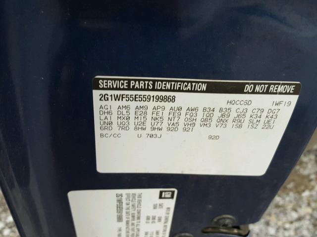 2G1WF55E559199868 - 2005 CHEVROLET IMPALA 蓝色 照片 10