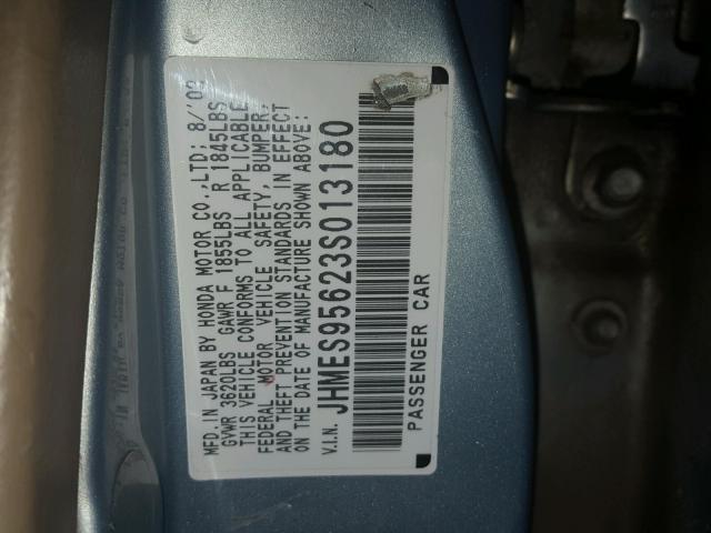 JHMES95623S013180 - 2003 HONDA CIVIC HYBR BLUE photo 10