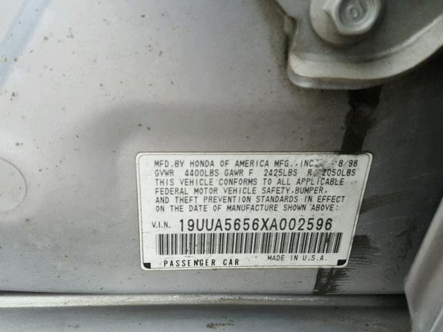 19UUA5656XA002596 - 1999 ACURA 3.2TL SILVER photo 10